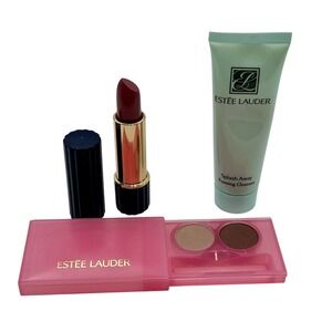 3 Estee Lauder Products 2 Eyeshadows‎ Bordeaux Perfect Heather Lipstick Cleanser